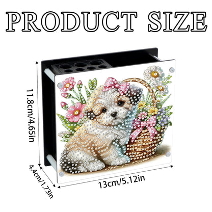 JISHSHAY Diamond Art Pen Holder Dog Diamond Painting Pencil Holder Animal Gem Art Penholder Gem Painting Pen Organizer Mosaic Kits for Adults Embroidery Kit Pencil Organizer, Contains 12 Slots
