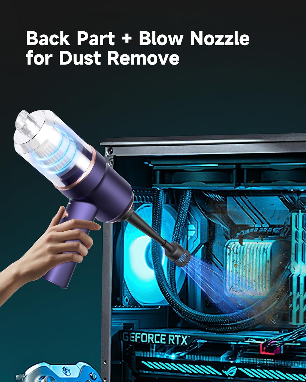 Handheld Vacuum Cleaner with LED Light, 9000 PA Portable Cordless Car Vacuum for Home and Office