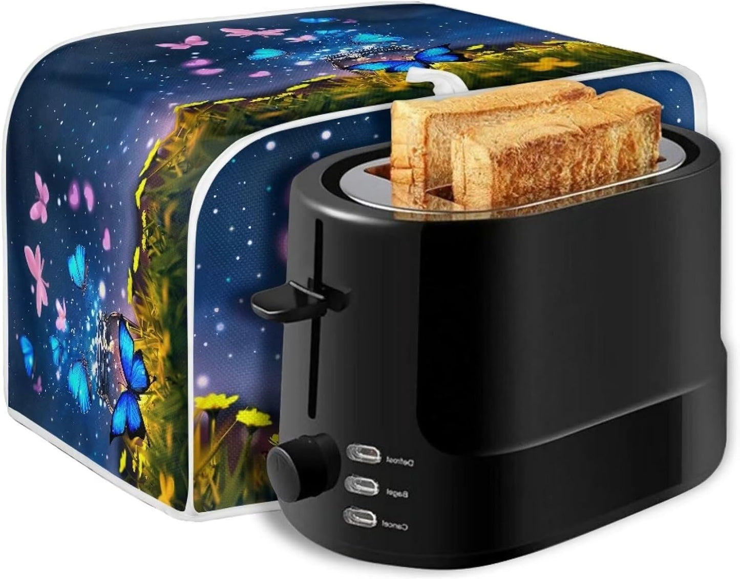 Talayituse Butterfly Heart Flower Print Toaster Covers - Dust Protection for Bread Maker, Washable Appliance Cover