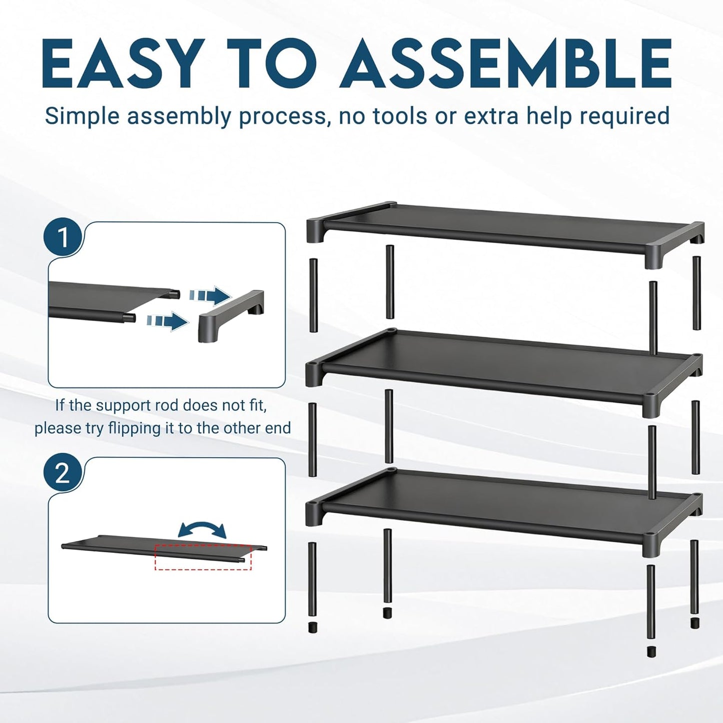 3 Closet, 28" LOFTEY Shoe Rack, Tier Non-Woven Shoe Shelf, Stackable Shoe Rack Organier for Front Door and Entryway