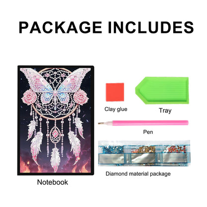 JZHYOAN Butterfly Diamond Painting Notepad, Diamond Art Notebook Kits, 8.26x5.78x0.35 Inch Journals for Writing, Memo Notepads Office, work, Travel, Study