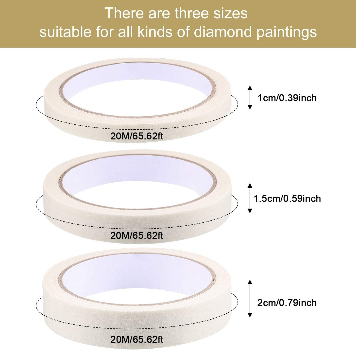 Outus 6 Rolls Diamond Painting Tape Anti-Dirty White Artists Self-Adhesive Art Easy Tear Protective DIY Tape Accessories for Adult 5d Diamond Painting Tool