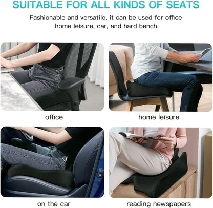 Benazcap X Large Memory Seat Cushion for Office Chair Pressure Relief Sciatica & Tailbone Pain Relief Memory Foam Firm Coccyx Pad for Long Sitting, for Office Chair, Gaming Chair and Car Seat Upgrade
