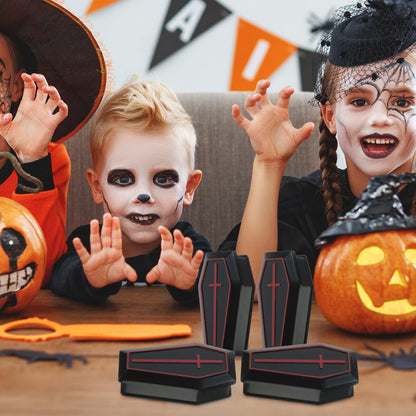 ULDIGI 10pcs Halloween Coffin Box Halloween fake coffin treat boxes with Lid Black Mini Casket for Candy Jewelry Party Favors Kids Spooky Decorations
