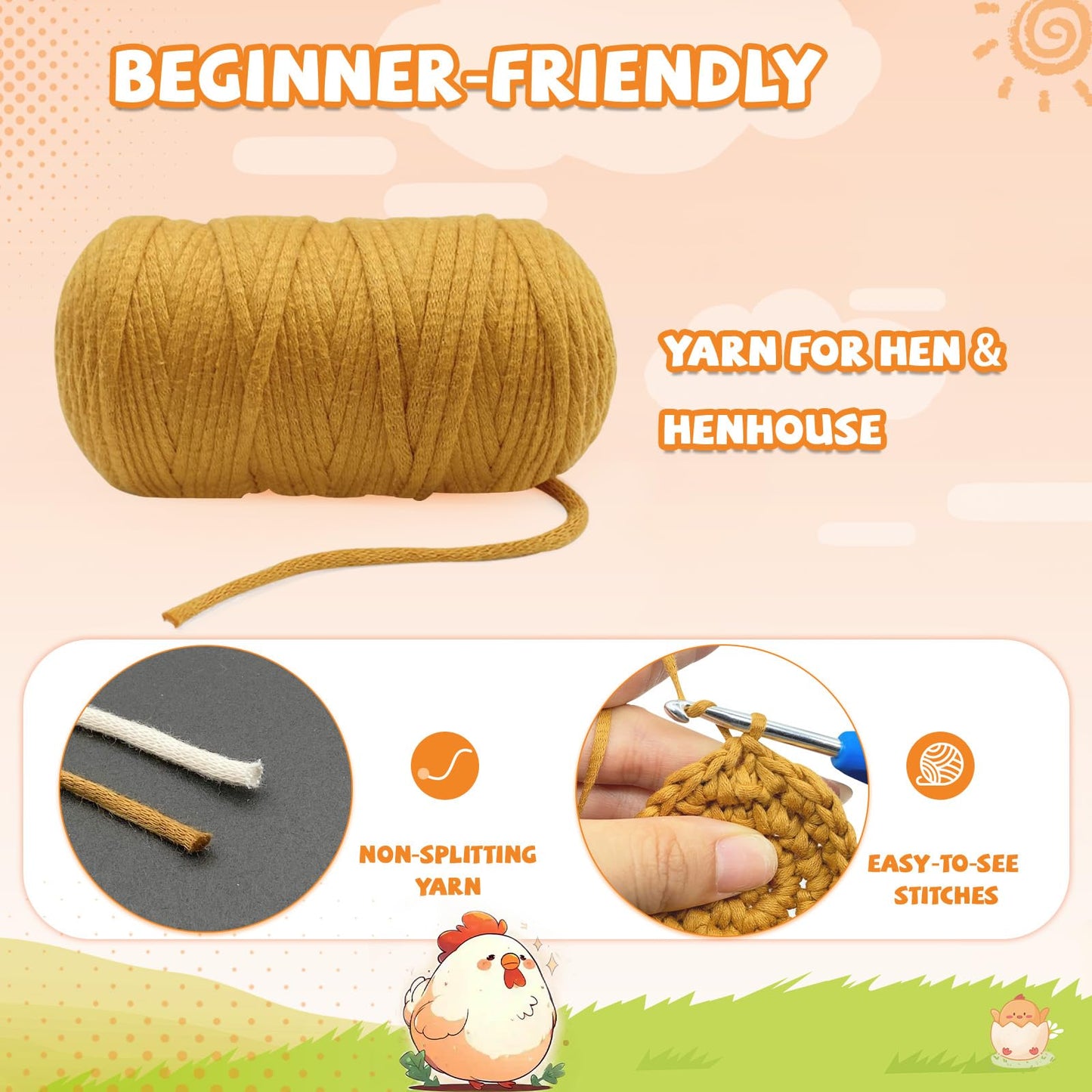 SGIBYN Crochet Kit for Beginners with Step-by-Step Video Tutorials, Starter Crochet Chicken Animals Kit for Women Teens, Handcraft Amigurumi Knitting Kits(Chicken Family)