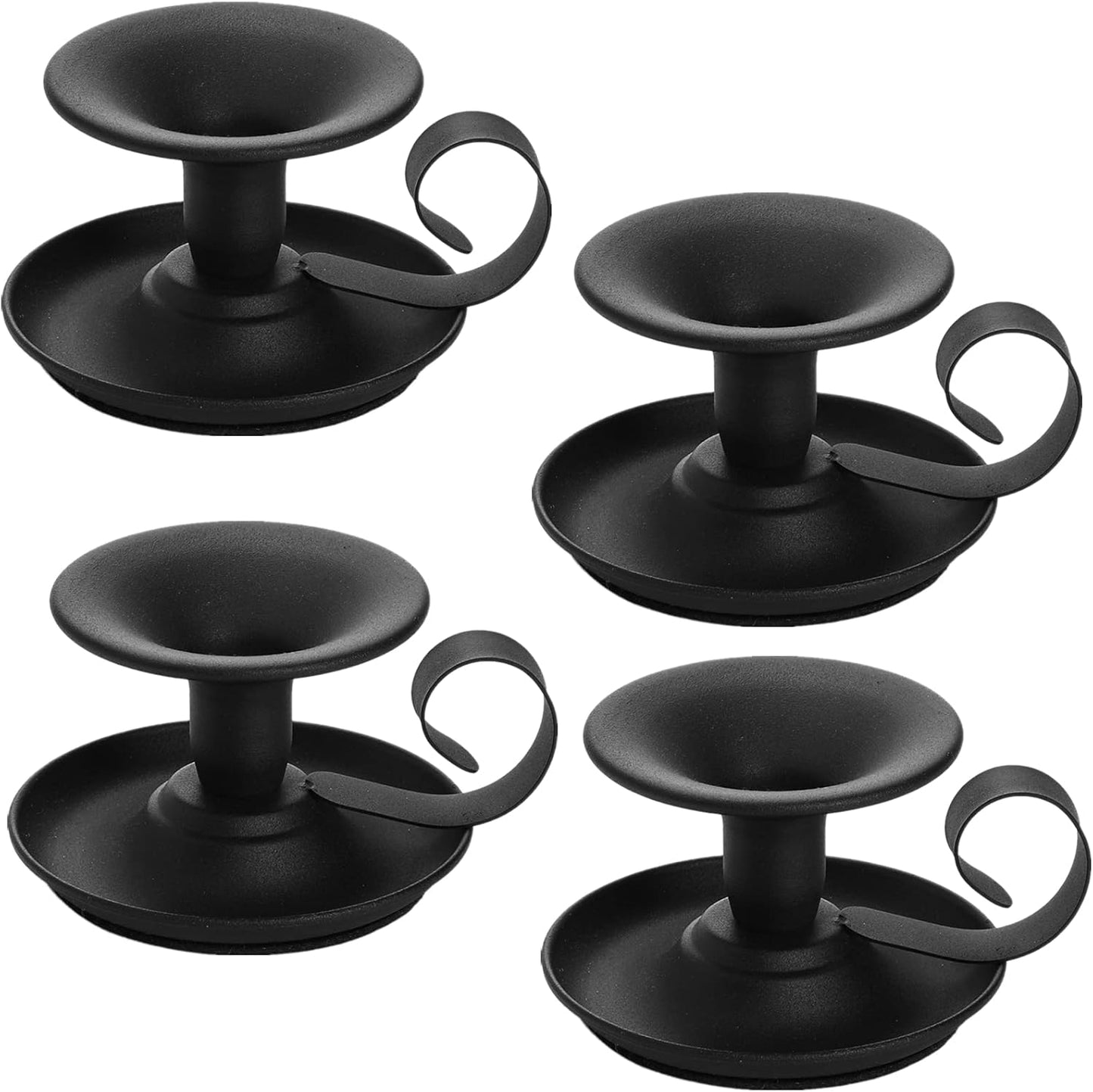 Yopay 4 Pack Iron Taper Candle Holder - Retro Rustproof Black Candlestick Holders for Halloween, Christmas, Wedding