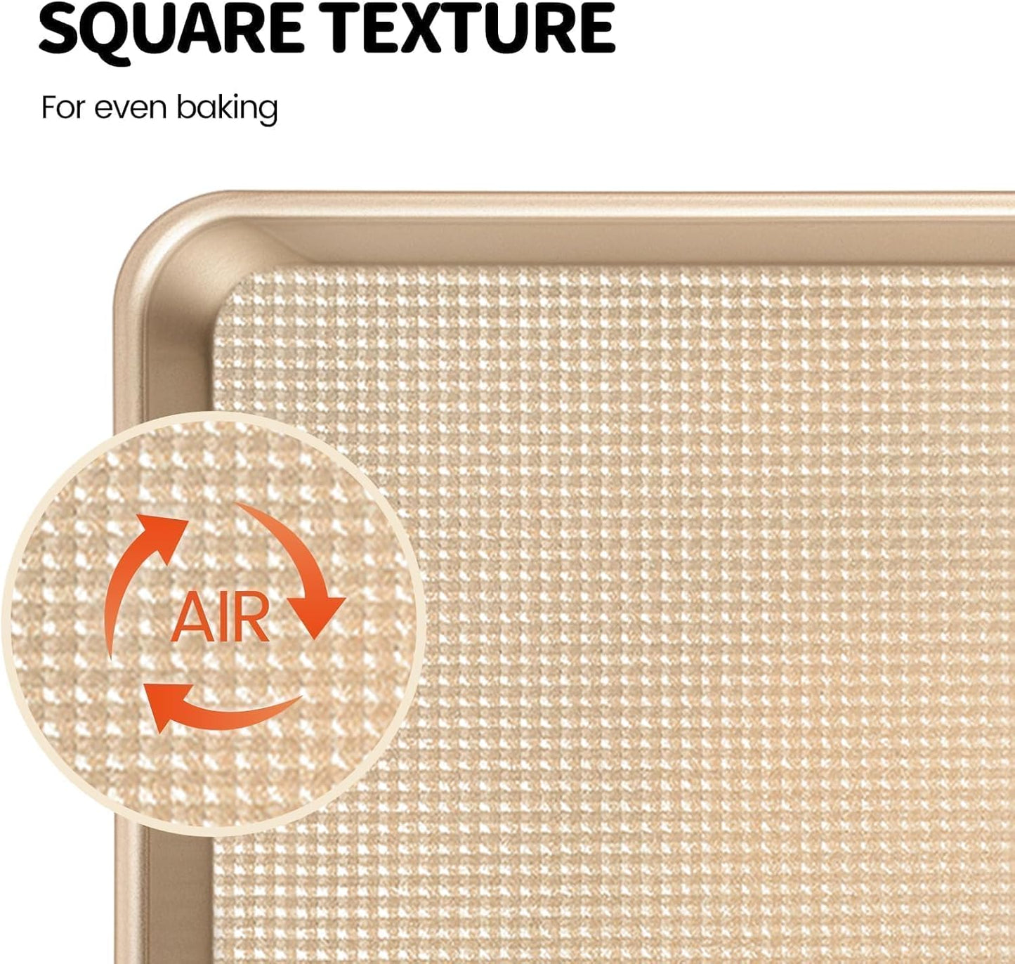 Quarter Sheet Pan, Non-Stick Baking Sheet, Cookie Sheets with Square Texture Pattern, Thicker Carbon Steel Baking Tray