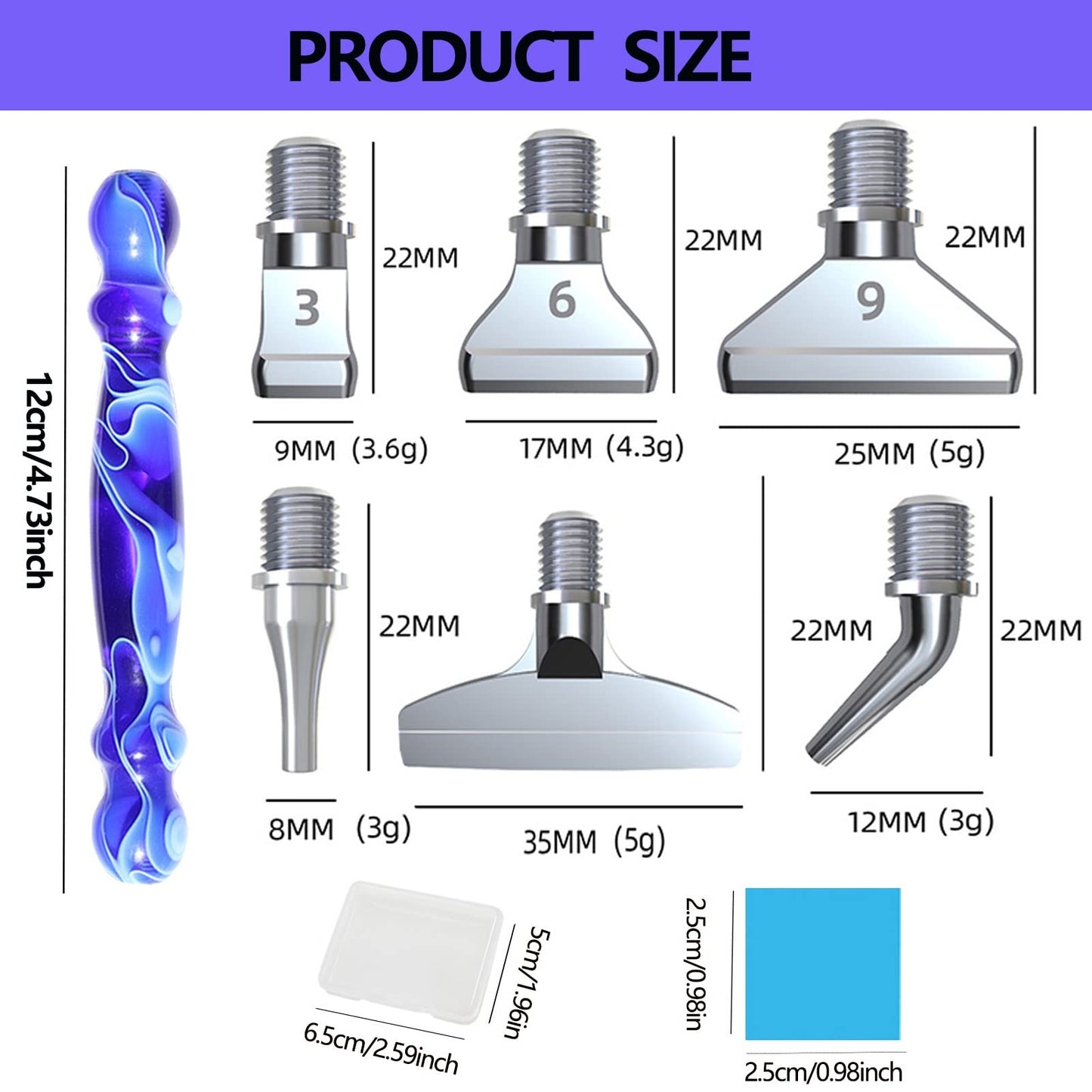 LIBIFUN 14pcs Metal Screw Thread Tips Diamond Painting Pen Kits, a Diamond Art Pen, 6pcs Tips, 6 Glue Clays, 5D Diamond Painting Accessories Tools for DIY Craft, Comfort Grip and Faster Drilling Blue