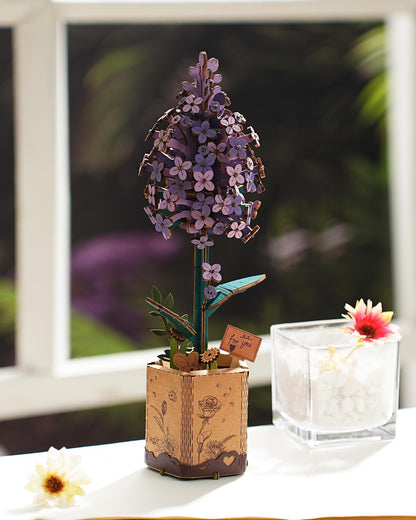 Wowood 3D Flower Wooden Puzzles for Adults-Lilac, DIY Wooden Flowers Model Kit Building Set Crafts Birthday Gifts, Artificial Botanical Collection Creative Gift Ideas/Housewarming Decor(154PCS)