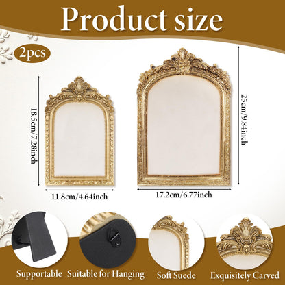 AOZUO 2 Pcs Gold Resin Jewelry Display Stand with Velvet Backing, Vintage Necklace Organizer Ring Holder Earring Holder Jewelry Photography Props Frame for Women Wedding Gifts