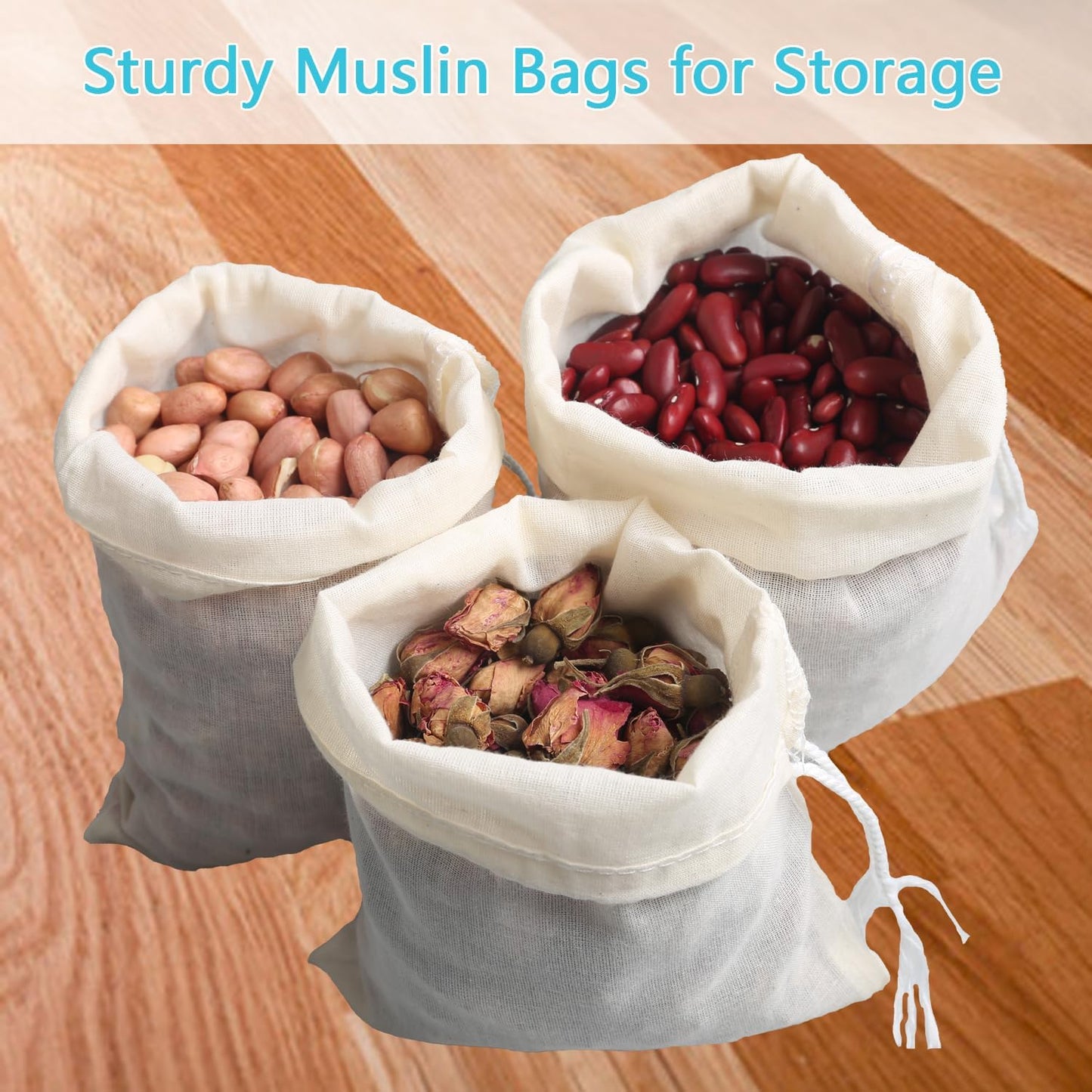 Eketirry 10pcs Coffee(6 x8Inch) Spice Bags, Reusable Empty Tea Bags, Muslin Strainer Bags, Soup Bags for Cooking