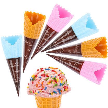 30 Pcs Mini Realistic Artificial Ice Cream Cone Adorable Ice Cream Cone Pretend Play Food Dollhouse Refrigerator Supplies Simulation Cone Light Clay Crisp Cone Cream Gel Food Play Accessories
