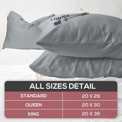Superity Linen Pillow Cases Queen Size - Envelope Enclosure - 2 Pack - 100% Soft and Comfortable Premium Cotton - Grey