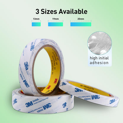 Double Sided Tape 9448A 1" x 33Ft Pack of 1 Made of 3M Super Sticky Adhesive Tape Ultra Thin Translucent Tissue Tape for Laptop Cell Phone Repairs Arts Crafts