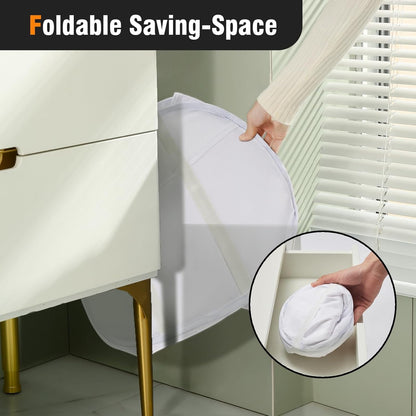 TECHMILLY Pop Up Foldable Laundry Basket, 90L Large Capacity Hamper for Dirty Clothes Storage, White