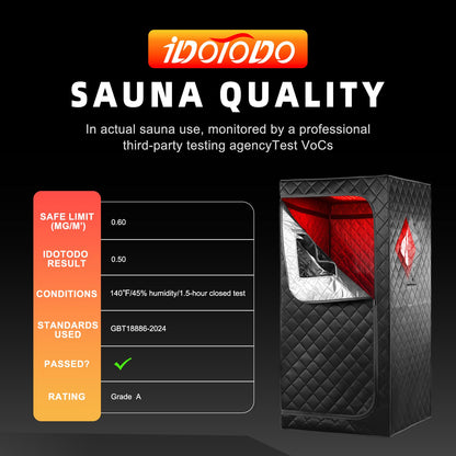 iDOTODO Portable Personal Far Infrared Sauna Box for Home with 660nm Red Light Threapy Panel, Upgraded Infrared Dry Sauna, 140℉, Heating Foot Pad, Upgraded Comfortable Chair