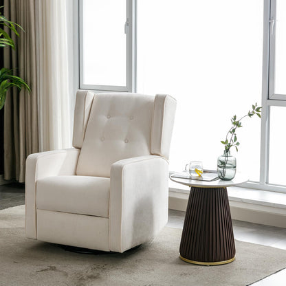 CANMOV Swivel Rocker Recliner Chair Set of 2, Nursery Glider Chair, Nursery Rocking Chairs, Manual Reclining Chair, White