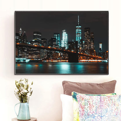QAZWSX 5D Full Drill Diamond Painting New York City Landscape Kits for Adults Paint by Numbers DIY Gem Art Craft for Beginner Gift Wall Decor, 12 x 16 inches