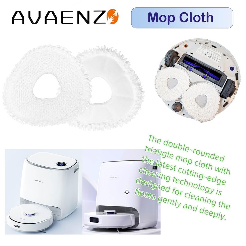 Avaenzo Replacement Mop Pads Compatible with Narwal Freo Pro X Ultra Narwal Freo Z Ultra Z10 T10 J3 J4 J5 R10 Microfiber Resuable Mop Cloth Robot Vacuum Cleaner Accessories