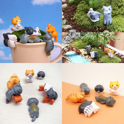 ZHOUQZSF 16 Pcs Cute Cat Figurines Cake Decorating Lovely Kitten Fairy Garden Micro Landscape Adorable Animal Statue Terrarium Crafts Home Bookshelf Mini Ornaments DIY Miniature Supplies(16PCS)