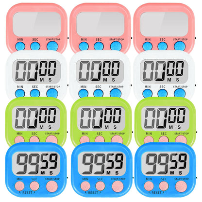 12 Pack Multi-Function Digital Timers, Magnetic Large LCD Display Loud Alarm Countdown Timers, Extensively Use in Classroom, Break Time, Gym, Meeting, Cooking