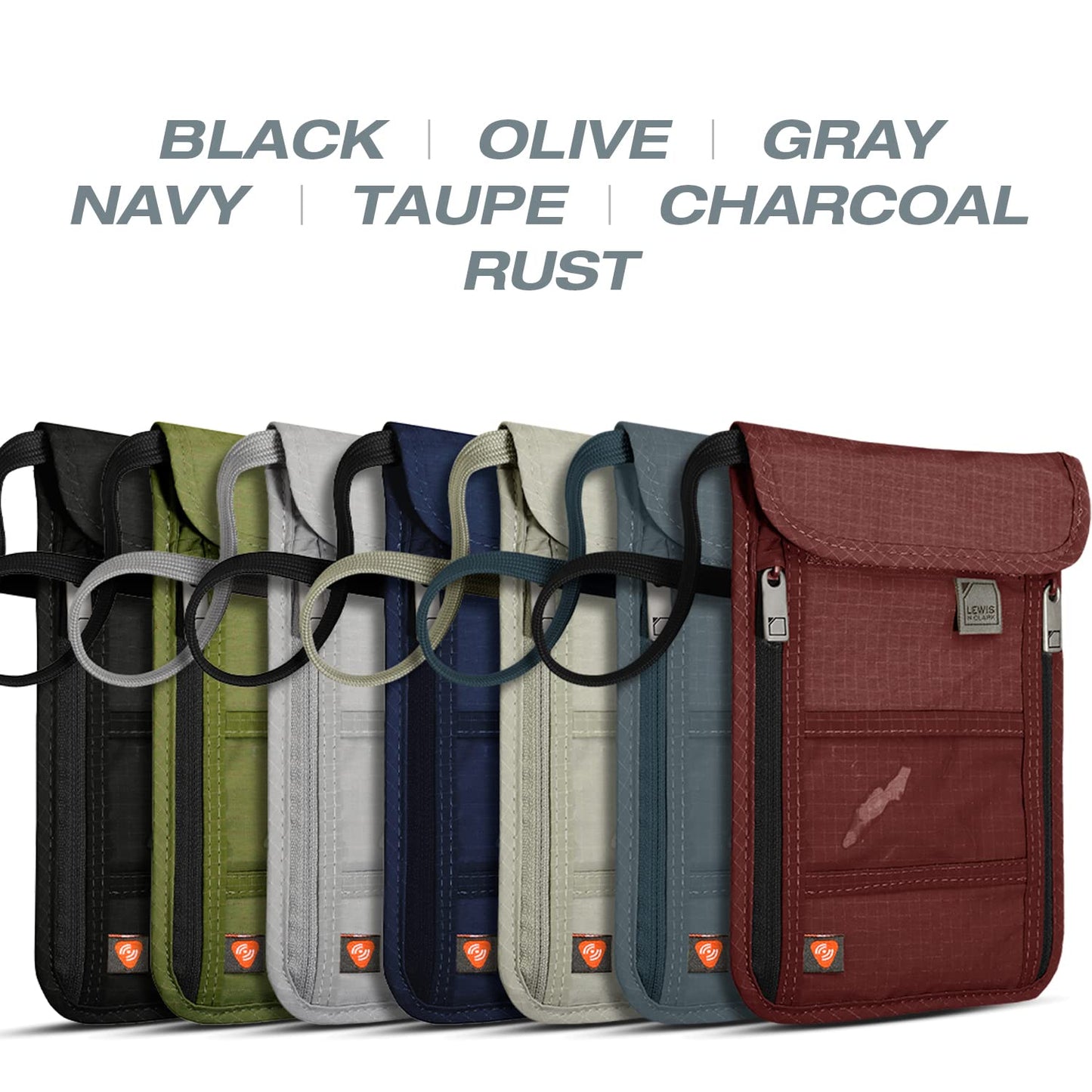 Lewis N. Clark RFID Blocking Stash Neck Wallet, Travel Pouch + Passport Holder for Women & Men, Taupe, One Size