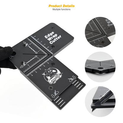 FOSHIO Aluminum Edge Wrap Cutting Template Tool, Template Ruler Drafting Tools for Furniture Wrapping, Gift Wrapping, Wallpaper, Vinyl Wrapping. Window Film Application Cutting Guide Tools