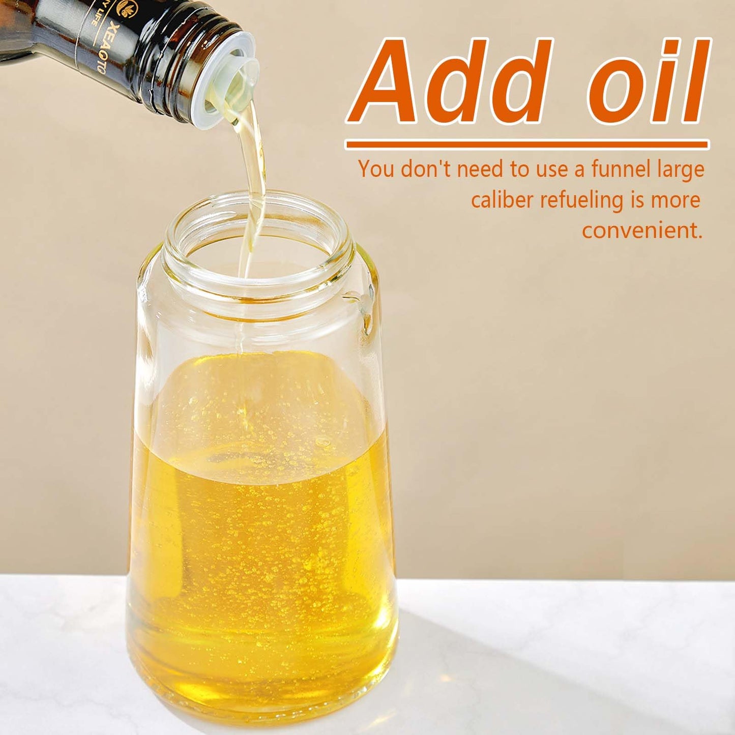 JULEHUI With Stickers 16oz Olive Oil Sprayer for Cooking - 2 in 1 Spray & Pour Olive Oil Dispenser - 470ml Glass Spray Oil Bottle - Kitchen Gadgets