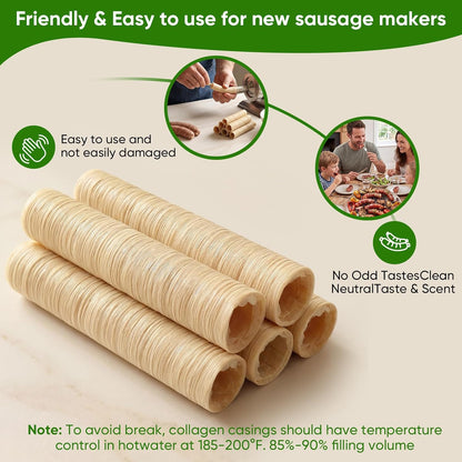 15m/49ft 30mm/ 13/16'' 1 FAIRSKY HALAL Grade A Collagen Sausage Casings, Edible Drying Casing Longer Length