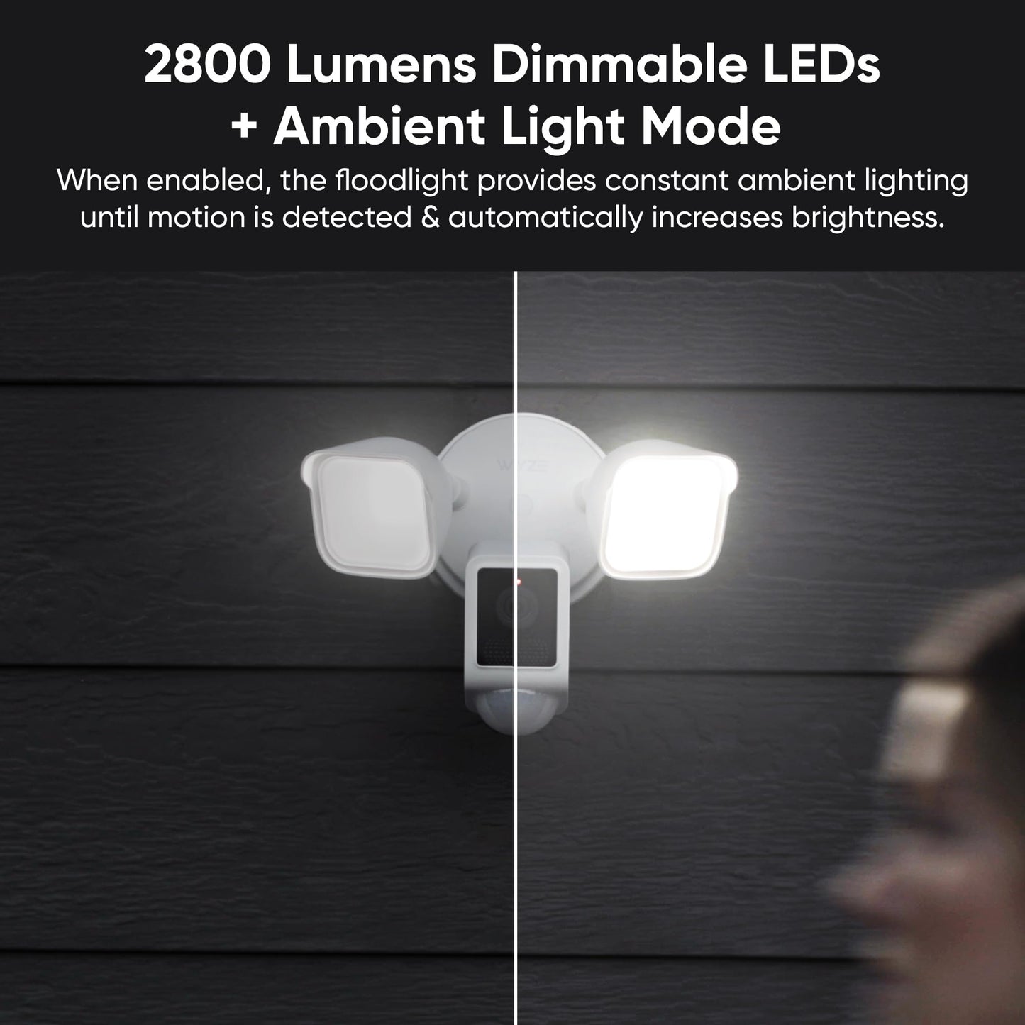WYZE Floodlight Camera v2, Security Camera Outdoor, 2K HD with Color Night Vision, 2800-Lumen LEDs, 160° Wide View, 105dB Siren, Works with Alexa & Google Assistant, Wired, Free Expert Support