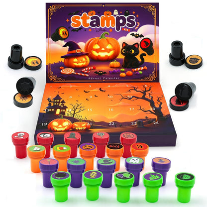 SkyRoad Halloween Advent Calendar 2026, Trick or Treating Party Favors for Kids Goody Bags Halloween Stamps 24 Pcs