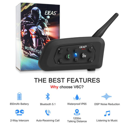 EJEAS V6C Professional Football Referee Bluetooth Intercom, 2 People Wireless Bluetooth Headset with Running Armband for Soccer Hockey Rugby Sports (2 Pack)