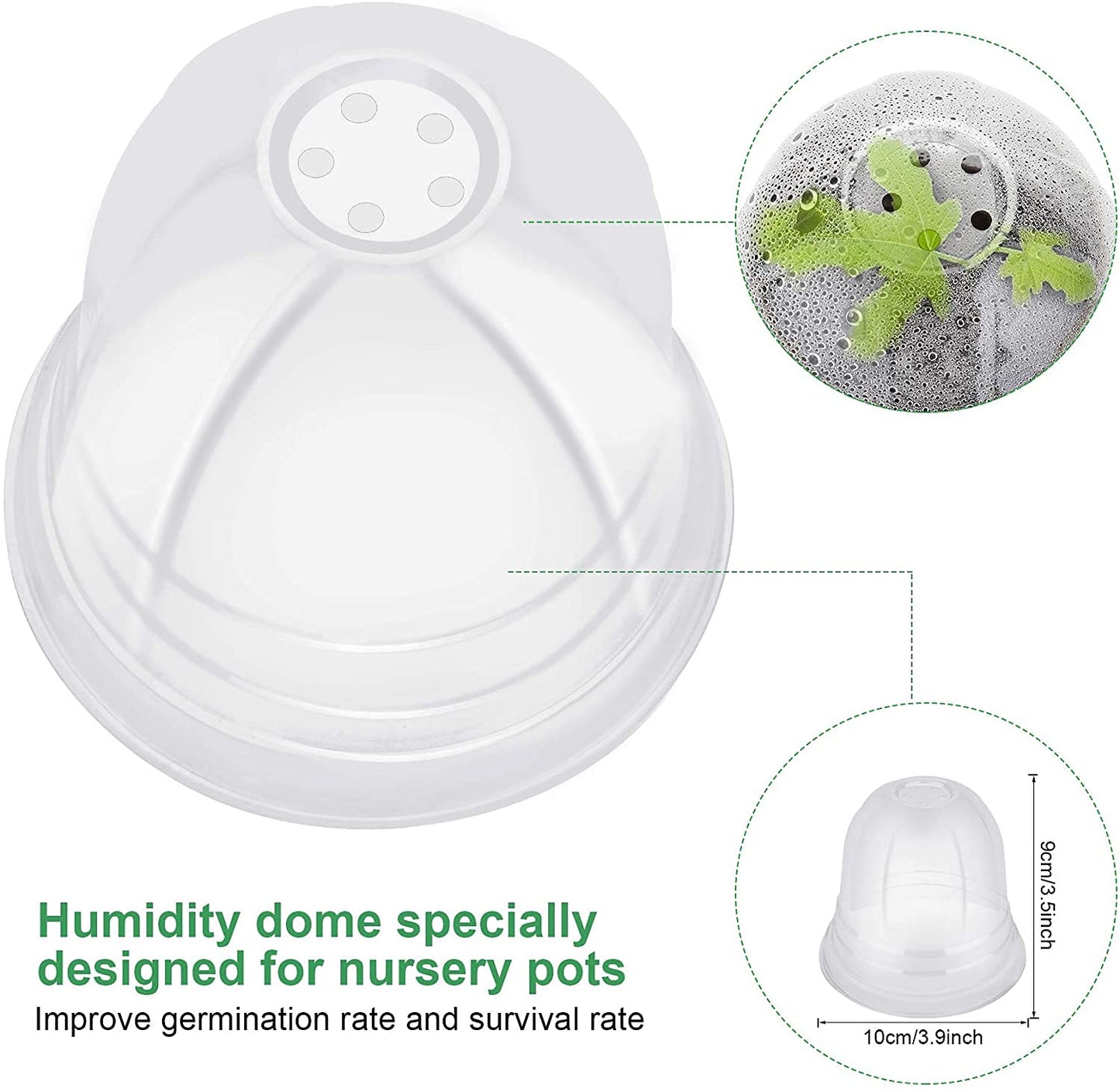 MIXC Plant Nursery Pots with Humidity Dome 4" Soft Transparent Plastic Gardening Pot Planting Containers Cups Planter Small Starter Seed Starting Trays for Seedling with 10pcs Plant Labels，30 Sets