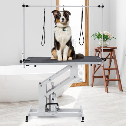 43.3-Inch Large Desktop Hydraulic Pet Grooming Table for Large Dogs with 350 LBS Loading Capacity - Heavy Duty Professional Dog Grooming Table with Non-Slip Desktop and 3 Adjsutable Nooses