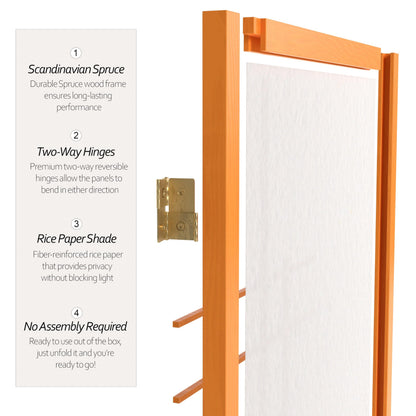 Red Lantern 7 ft. Tall Eudes Shoji Screen - Honey - 4 Panels