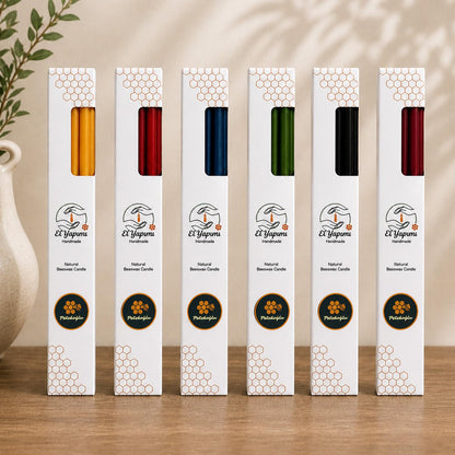 Petekoğlu 15-Pack Beeswax Wish Candles – Handcrafted, Drip-Free, Smoke-Free Slim Taper Candles for Rituals, Meditation, Birthday & Home Décor – Natural Honey Scent 7.87” x 0.24” (Green)