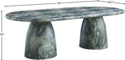 Meridian Furniture 708Green-T Cosenza Collection Art Deco 96" Indoor/Outdoor Concrete Dining Table with Green Marble Finish, 96" W x 44.5" D x 30" H