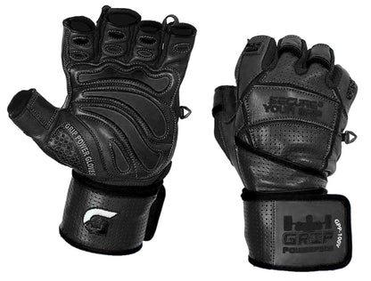 Elite Leather Gym Gloves with Built in 2" Wide Wrist Wraps Grip & Design for Weightlifting Power Lifting Bodybuilding & Strength Training Workout Exercises