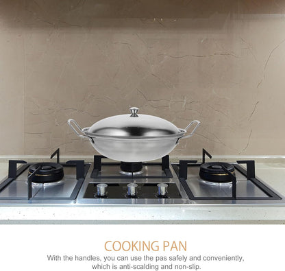 Hemoton 1 Set Stainless Steel Pot with Lid, Stockpot, Wok, Frying Pan, Kitchen Supply Dish