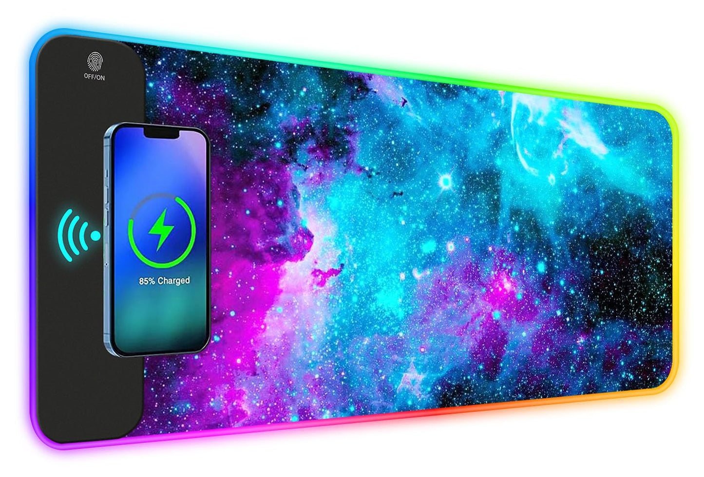 ToLuLu RGB Gaming Wireless Charging Mouse Pad, 5/7.5/10/15W 10 Light Modes LED Mouse Pad Computer Keyboard Mat Mousepad, 800x300x4MM Extended Large Desk Mat for Gaming, MacBook, Laptop, PC, Galaxy