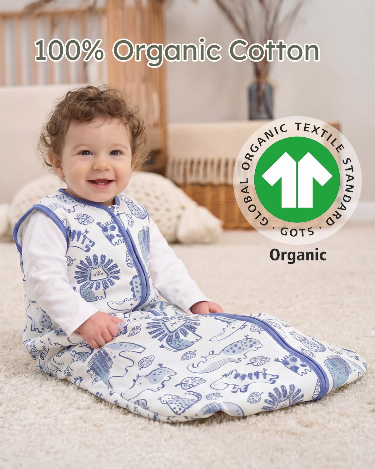 Yoofoss Baby Sleep Sack - 1.5 Tog Wearable Blanket for 12-18 Months | 100% Organic Cotton, Warm & Comfy