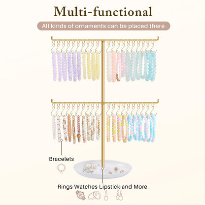 OAOLEER Bracelet Holder Display, Gold Jewelry Holder with 40 Movable Hooks Bracelet Stand Organizer, Jewelry Display Stand for Necklaces Bangles (2 Tier)