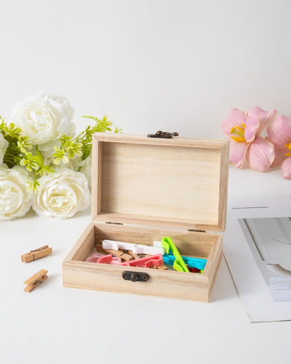 Xhqsulsclac 12PCS Unfinished Handmade Wooden Boxes, 5.8X3.8X1.8in Small Keepsake Box Jewelry Storage Handmade DIY Wooden Boxes Hinged Cover with Front Clasp