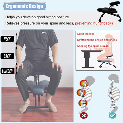 HDYZJQ Office Chair for Cross Legged Sitting with Wheels, Kneeling Chair to Improve Posture and Relieve Pain, Ergonomic Yoga Meditation Chair(White)