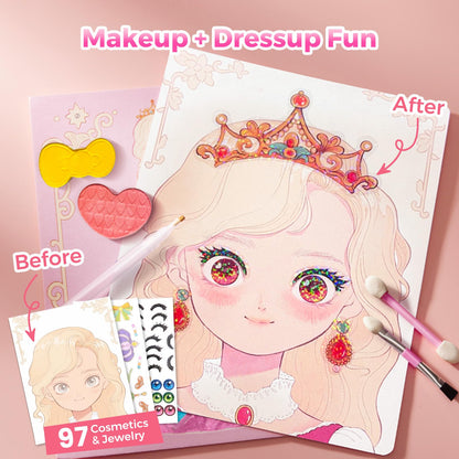 Jar Melo 4 in 1 Princess Art Craft Kits, Foil Crafts Art Fun & Gem Painting, Makeup Diamond DIY Activity, Dress Up Sticker Books,Travel Toys, Ideal Toys for Girls Ages 6 7 8+ Years Old