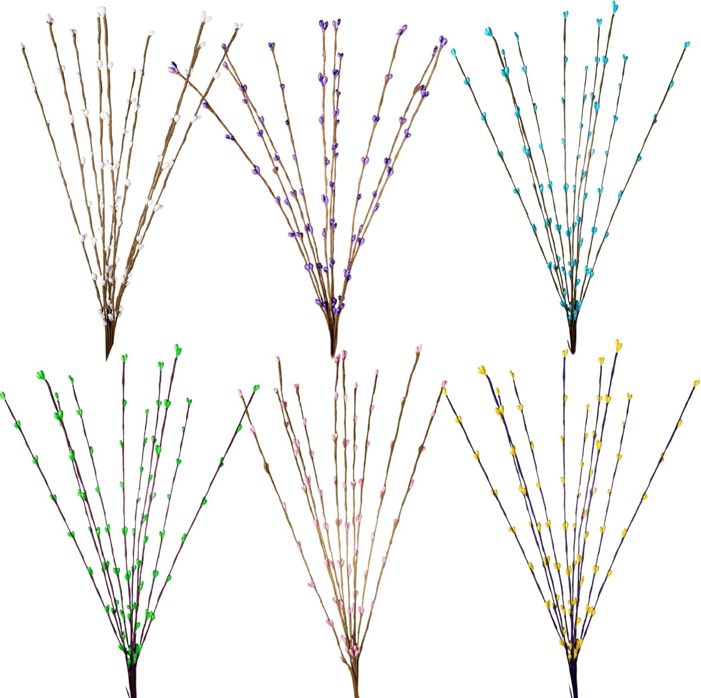 60 Pcs Easter Garland Parts Artificial Floral Picks Berry Stems Spring Pip Berry Sprays Pastel Picks Stems for Easter