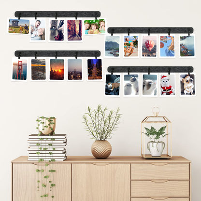 noonebutyou Picture Frames Collage Wall Decor, 6 Pcs Black Felt Lightweight Bulletin Board Strips, Photo Wall Collage Kit with 30 Clips for Photo Display, Notes, Schedules, Announcements