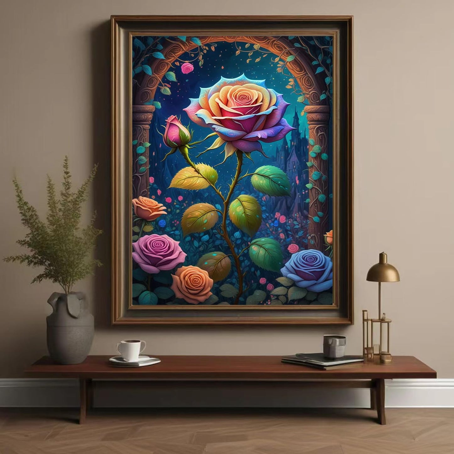 Lvmuu 5D Rose Diamond Art Kits for Adults, DIY Flowers Diamonds Painting Set Full Square Drill Paint By Numbers Art Craft Home Decor (Purple)