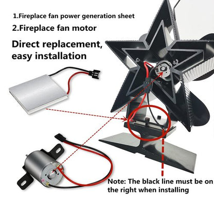 Fireplace Fan Accessories Motor and Power Generation sheet/4-Blade Heat Powered Stove Fan for Wood/Log Burner