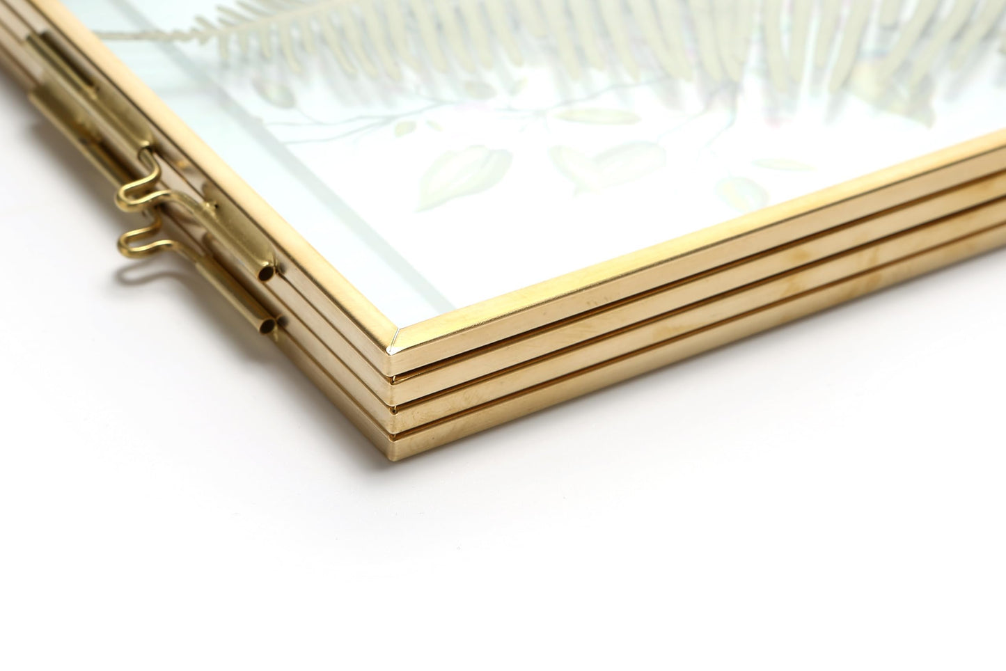 Rising Star Brass Frame, Double 3.5x5 Folding Picture Frames, Gold Metal Pressed Glass Photo Frame